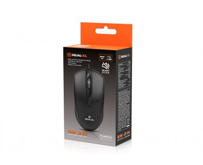 Мишка REAL-EL RM-214 USB, безшумні кнопки, чорна Мишка REAL-EL RM-214 USB, безшумні кнопки, чорна