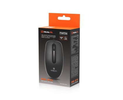 Мишка REAL-EL RM-215 USB, колір чорний+сірий Мишка REAL-EL RM-215 USB, колір чорний+сірий