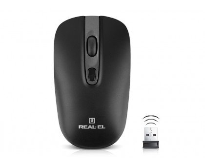Мишка REAL-EL RM-350W, беспровідна, колір чорний+сірий Мишка REAL-EL RM-350W, беспровідна, колір чорний+сірий