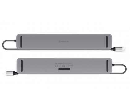 Type C мультифункціональна док-станція REAL-EL CQ-1000 (3×USB A 3.1, USB-C, HDMI, RJ45, audio 3.5 mm, SD/TF, VGA, USB-C PD)