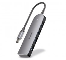 Type C мультифункціональний хаб USB 3.0 REAL-EL CQ-415 сiрий
