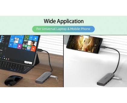Type C мультифункціональний хаб USB 3.0 REAL-EL CQ-415 сiрий Type C мультифункціональний хаб USB 3.0 REAL-EL CQ-415 сiрий