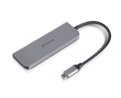 Type C багатопортовий адаптер REAL-EL CQ-700 (4 USB 3.0 + HDMI + Type C) Type C багатопортовий адаптер REAL-EL CQ-700 (4 USB 3.0 + HDMI + Type C)