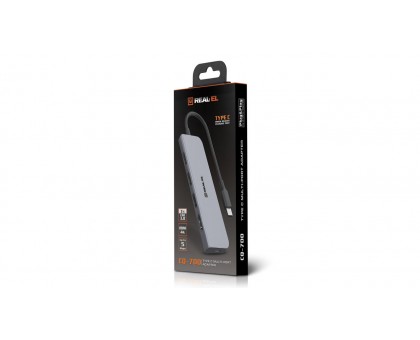 Type C багатопортовий адаптер REAL-EL CQ-700 (4 USB 3.0 + HDMI + Type C) Type C багатопортовий адаптер REAL-EL CQ-700 (4 USB 3.0 + HDMI + Type C)