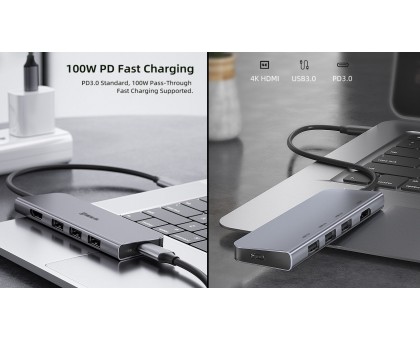 Type C багатопортовий адаптер REAL-EL CQ-700 (4 USB 3.0 + HDMI + Type C) Type C багатопортовий адаптер REAL-EL CQ-700 (4 USB 3.0 + HDMI + Type C)