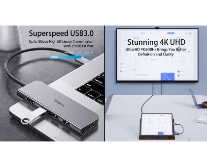 Type C багатопортовий адаптер REAL-EL CQ-700 (4 USB 3.0 + HDMI + Type C) Type C багатопортовий адаптер REAL-EL CQ-700 (4 USB 3.0 + HDMI + Type C)