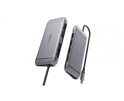 Type C мультифункциональная док-станция REAL-EL CQ-900 (3×USB A 3.0, HDMI, RJ45, SD, micro SD/TF, VGA,Type C)