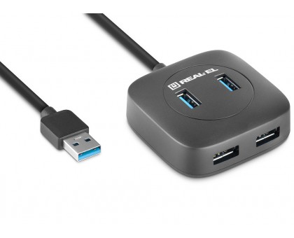 USB концентратор REAL-EL HQ-187, 4 порта USB 3.0, чорний USB концентратор REAL-EL HQ-187, 4 порта USB 3.0, чорний