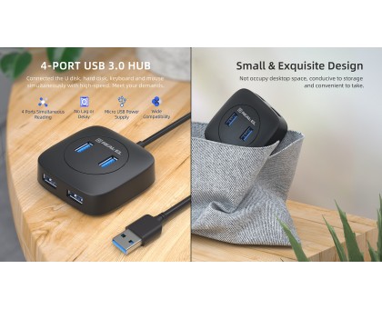USB концентратор REAL-EL HQ-187, 4 порта USB 3.0, чорний USB концентратор REAL-EL HQ-187, 4 порта USB 3.0, чорний