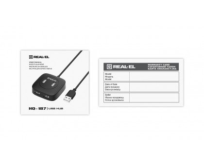 USB концентратор REAL-EL HQ-187, 4 порта USB 3.0, чорний USB концентратор REAL-EL HQ-187, 4 порта USB 3.0, чорний