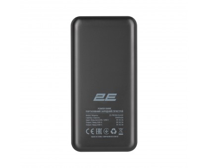 2E Портативний зарядний пристрій 20000mAh, DC 5V, 2.1A, Type-C, MicroUSB, USB-А, black