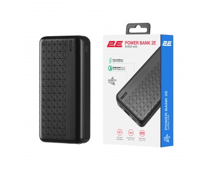 Акумулятор портативний літій-іонний Power Bank 2E Geometry 20000мА·год, 18Вт, PD, QC, чорний Акумулятор портативний літій-іонний Power Bank 2E Geometry 20000мА·год, 18Вт, PD, QC, чорний