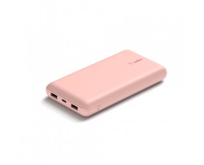 Акумулятор портативний літій-іонний Power Bank Belkin 20000мА·год, 15Вт, 2хUSB-A/USB-C, рожевий Акумулятор портативний літій-іонний Power Bank Belkin 20000мА·год, 15Вт, 2хUSB-A/USB-C, рожевий