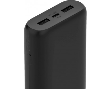 Акумулятор портативний літій-іонний Power Bank Belkin 20000мА·год, 20Вт, 2хUSB-A/USB-C, чорний Акумулятор портативний літій-іонний Power Bank Belkin 20000мА·год, 20Вт, 2хUSB-A/USB-C, чорний