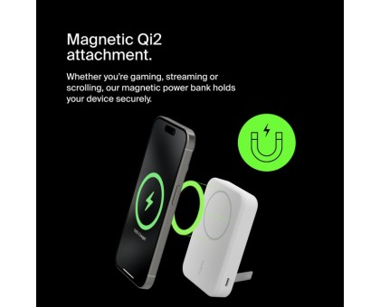 Акумулятор портативний літій-іонний Power Bank Belkin 8000мА·год, 15Вт, MagSafe Qi2, білий Акумулятор портативний літій-іонний Power Bank Belkin 8000мА·год, 15Вт, MagSafe Qi2, білий