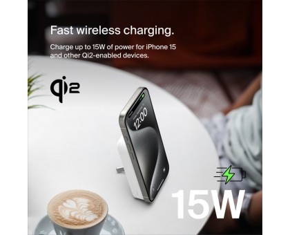 Акумулятор портативний літій-іонний Power Bank Belkin 8000мА·год, 15Вт, MagSafe Qi2, білий Акумулятор портативний літій-іонний Power Bank Belkin 8000мА·год, 15Вт, MagSafe Qi2, білий
