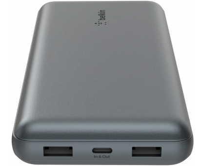 Акумулятор портативний літій-іонний Power Bank Belkin 20000мА·год, 15Вт, 2хUSB-A/USB-C, cірий Акумулятор портативний літій-іонний Power Bank Belkin 20000мА·год, 15Вт, 2хUSB-A/USB-C, cірий