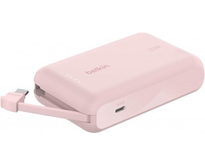 Акумулятор портативний літій-іонний Power Bank Belkin 10000мА·год, 20Вт, з інтегрованим кабелем USB-C, рожевий Акумулятор портативний літій-іонний Power Bank Belkin 10000мА·год, 20Вт, з інтегрованим кабелем USB-C, рожевий