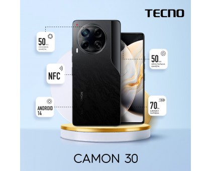 Смартфон TECNO Camon 30 (CL6) 6.78" 8/256ГБ, 2SIM, 5000мА•год, Basaltic Dark Смартфон TECNO Camon 30 (CL6) 6.78" 8/256ГБ, 2SIM, 5000мА•год, Basaltic Dark