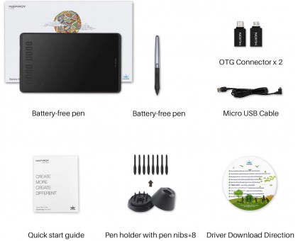 Графічний планшет Huion 8.7"x5.4" H950P, microUSB, чорний Графічний планшет Huion 8.7"x5.4" H950P, microUSB, чорний