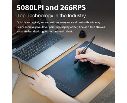 Графічний планшет Huion 11"x6.8" H1161, USB-C, чорний Графічний планшет Huion 11"x6.8" H1161, USB-C, чорний