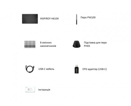 Графічний планшет Huion 10"x6.2" H610X, USB-C, чорний Графічний планшет Huion 10"x6.2" H610X, USB-C, чорний