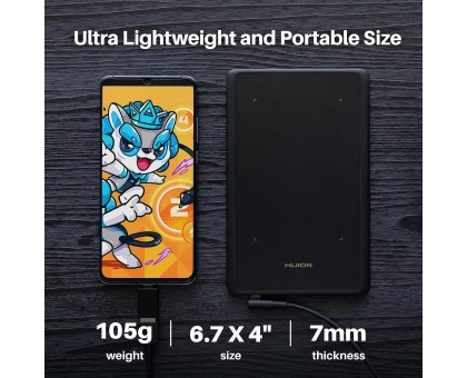 Графічний планшет Huion 4.17"x 2.6" H420X USB-C, чорний Графічний планшет Huion 4.17"x 2.6" H420X USB-C, чорний
