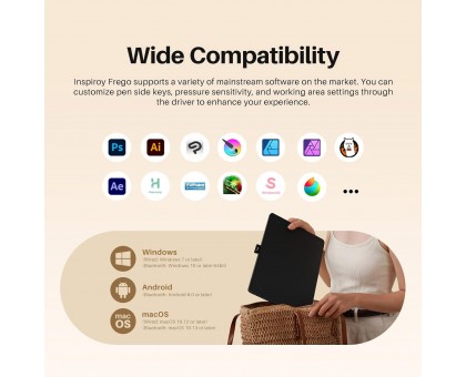 Графічний планшет Huion 10.5"x6.25" Inspiroy Frego M, BT, USB-C, чорний Графічний планшет Huion 10.5"x6.25" Inspiroy Frego M, BT, USB-C, чорний