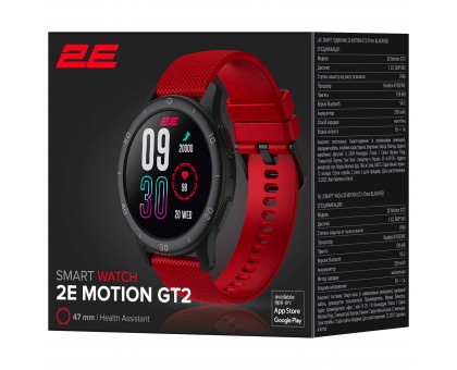 Смарт-годинник 2E Motion GT2 47мм, 1.32", 360x360, BT 5.2, Чорно-червоний Смарт-годинник 2E Motion GT2 47мм, 1.32", 360x360, BT 5.2, Чорно-червоний