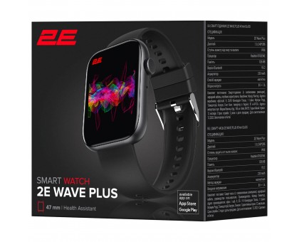 Смарт-годинник 2E Wave Plus 47мм, 1.8", 240x286, BT 5.3, Чорний