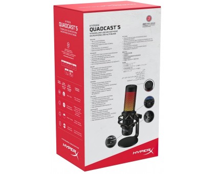 Мікрофон геймінговий HyperX QuadCast S, Omni/Uni/Bi, USB-A, 3м, NGenuity, RGB, чорний Мікрофон геймінговий HyperX QuadCast S, Omni/Uni/Bi, USB-A, 3м, NGenuity, RGB, чорний
