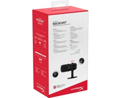 Мікрофон геймінговий HyperX SoloCast, Bi, USB-A, 2м, NGenuity, чорний