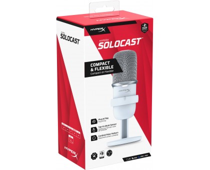 Мікрофон геймінговий HyperX SoloCast, Bi, USB-A, 2м, NGenuity, білий