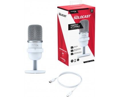 Мікрофон геймінговий HyperX SoloCast, Bi, USB-A, 2м, NGenuity, білий