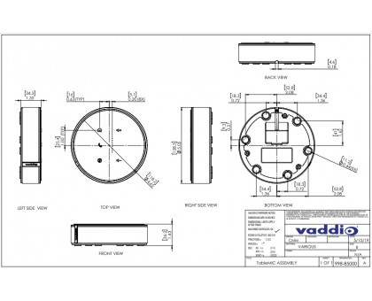 Мікрофон настільний Vaddio TableMIC чорний Мікрофон настільний Vaddio TableMIC чорний