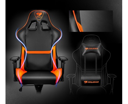Крісло геймерське Cougar Armor Black/Orange, дихаюча екошкіра, сталевий каркас, чорний+оранжевий