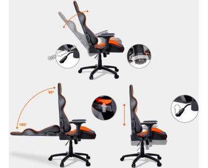 Крісло геймерське Cougar Armor Black/Orange, дихаюча екошкіра, сталевий каркас, чорний+оранжевий