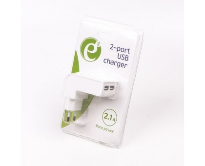 Зарядний пристрій Energenie EG-U2C2A-02-W USB 2.1 A, білий Зарядний пристрій Energenie EG-U2C2A-02-W USB 2.1 A, білий