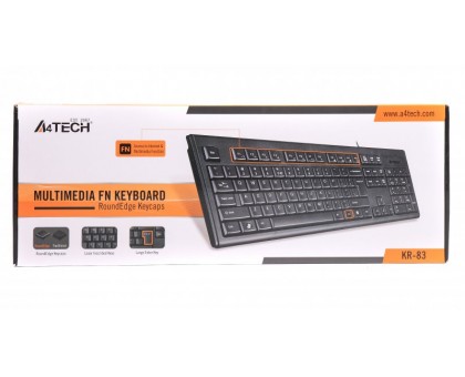 Клавіатура A4Tech KR-83 USB, чорна, 104клав, Великий Enter Comfort Rounded Edge keyboard X-slim Клавіатура A4Tech KR-83 USB, чорна, 104клав, Великий Enter Comfort Rounded Edge keyboard X-slim
