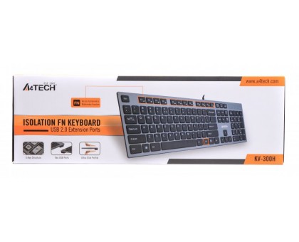 Клавіатура A4Tech KV-300H USB, сіра,  X-Key + USB порт.