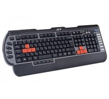 Клавіатура A4Tech X7-G800V USB, чорна, Інноваційна ігрова, з дод клавішами, мультимедійна, USB порт виходи для навушників і мікрофону. 4 Speed, водонепроникна 22hot keys