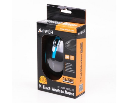 Миша A4Tech G3-200N (Black+Blue) USB V-Track , бездротова, 1000dpi, чорна+ блакитний Миша A4Tech G3-200N (Black+Blue) USB V-Track , бездротова, 1000dpi, чорна+ блакитний