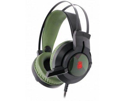Навушники ігрові Bloody J437 з мікрофоном, колір чорний+ зелений, підсвічування Навушники ігрові Bloody J437 з мікрофоном, колір чорний+ зелений, підсвічування