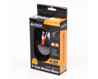 Миша A4Tech G3-200N (Black+Orange) USB V-Track , бездротова, 1000dpi, чорна+ помаранчевий Миша A4Tech G3-200N (Black+Orange) USB V-Track , бездротова, 1000dpi, чорна+ помаранчевий