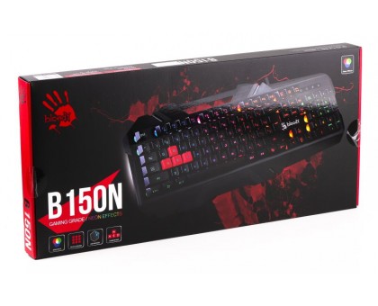 Клавіатура ігрова Bloody B150N (Black) USB, неонове підсвічування, ефекти "хвиля" та "дихання" Клавіатура ігрова Bloody B150N (Black) USB, неонове підсвічування, ефекти "хвиля" та "дихання"