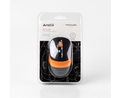 Миша бездротова A4Tech FG10 (Orange) Fstyler, USB, 2000 dpi, колір чорний+помаранчевий Миша бездротова A4Tech FG10 (Orange) Fstyler, USB, 2000 dpi, колір чорний+помаранчевий