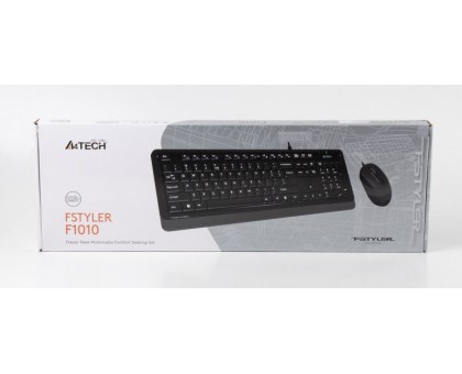 Комплект клавіатура+мишка A4Tech F1010 (Grey) Fstyler, дротовий, USB, чорний+сірий колір Комплект клавіатура+мишка A4Tech F1010 (Grey) Fstyler, дротовий, USB, чорний+сірий колір