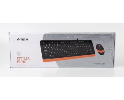 Комплект клавіатура+мишка A4Tech F1010 (Orange) Fstyler, дротовий, USB, чорний+помаранчевий колір Комплект клавіатура+мишка A4Tech F1010 (Orange) Fstyler, дротовий, USB, чорний+помаранчевий колір