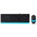 Комплект клавіатура+мишка A4Tech F1010 (Blue) Fstyler, дротовий, USB, чорний+блакитний колір
