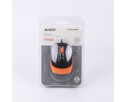 Миша A4Tech Fstyler FM10S (Orange), безшумна, USB, колір чорний+помаранчевий Миша A4Tech Fstyler FM10S (Orange), безшумна, USB, колір чорний+помаранчевий